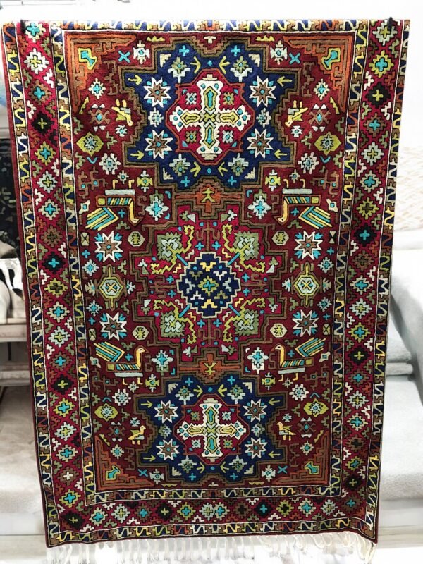Cultural Heritage: Handmade Geometric Embroidery Rug