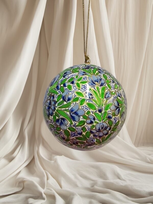 Set of 6 Kashmiri Papier Mache Sustainable Christmas Tree Baubles  - Image 5