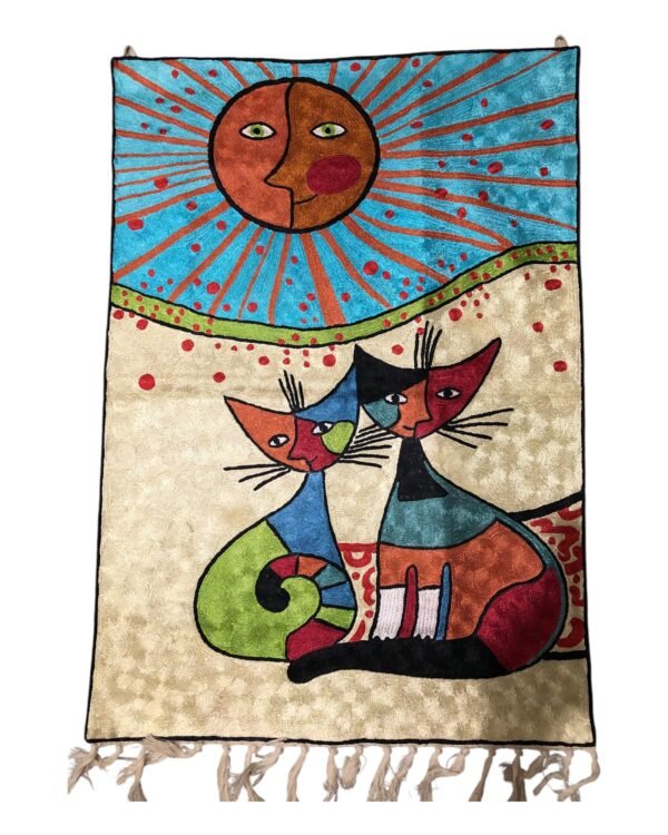 Handmade Crewel - Cat Wall Hanging - Image 2