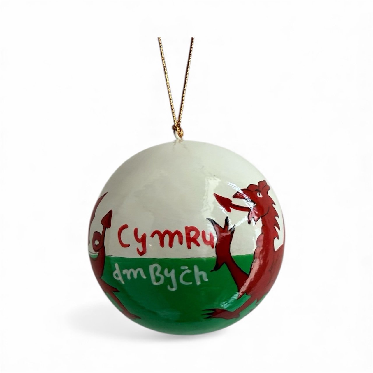 Welsh Dragon - Papier Mache Sustainable Christmas Tree Bauble