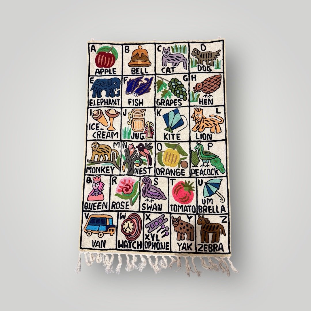 Handmade alphabet Crewel - ABC Wall Hanging tapestry | Chinar