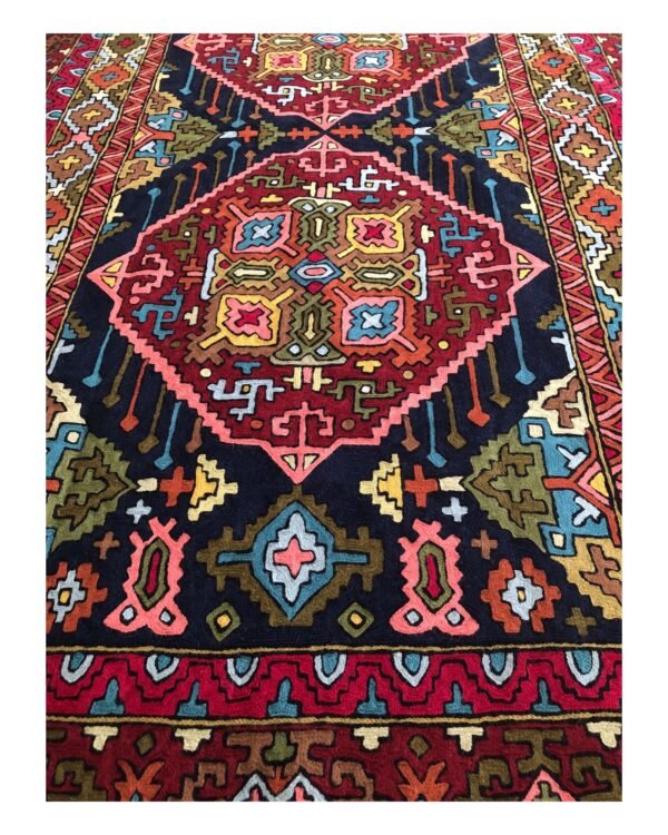 Verdant Echoes – Hand-Embroidered Kashmiri Crewel Rug - Image 4