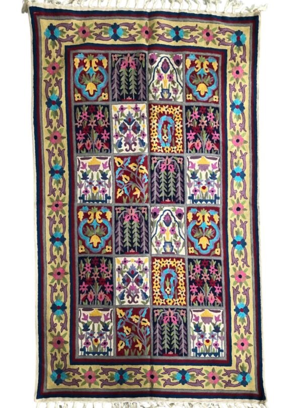 Patchwork Botanica – Handmade Kashmiri Crewel Rug