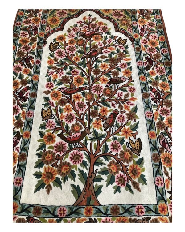 Tree of Whimsy – Handmade Kashmiri Crewel Rug - Image 3