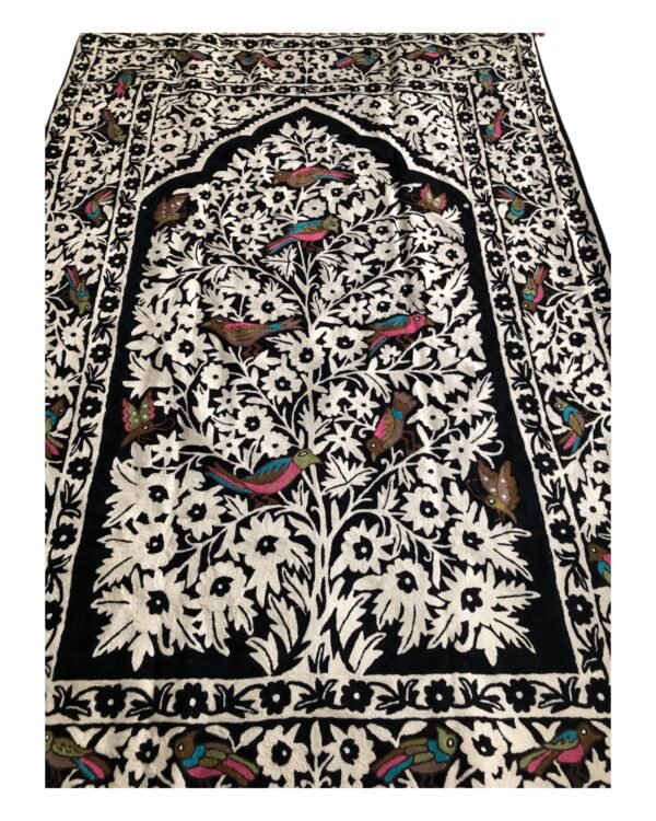 Songbirds in Bloom – Handmade Kashmiri Crewel Wool Rug - Image 4