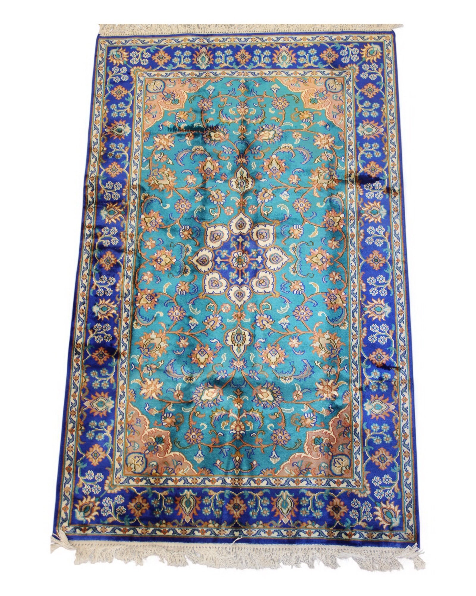 “Turquoise Garden of Isfahan: A Kashmiri Silk Reverie”