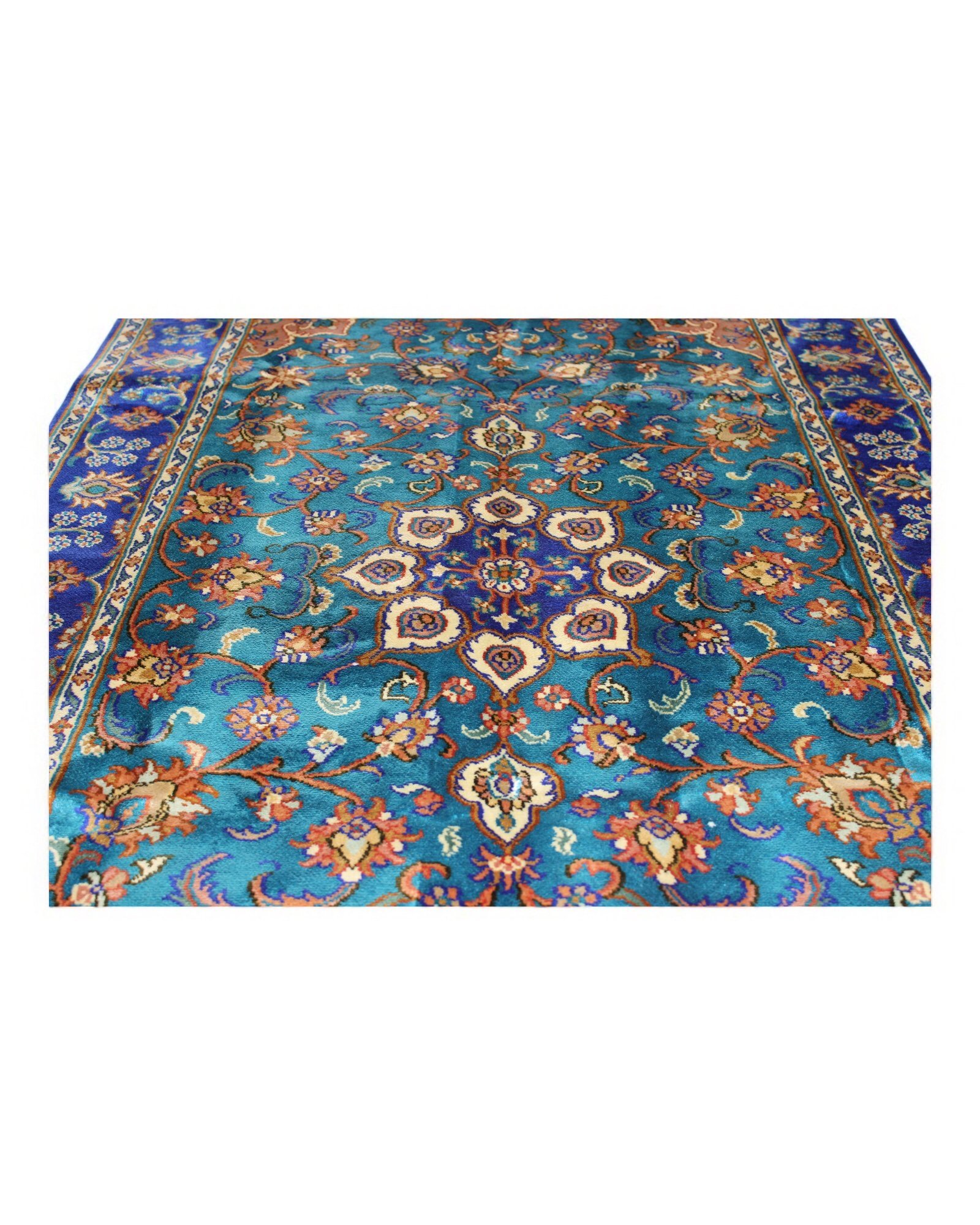 “Turquoise Garden of Isfahan: A Kashmiri Silk Reverie” - Image 4