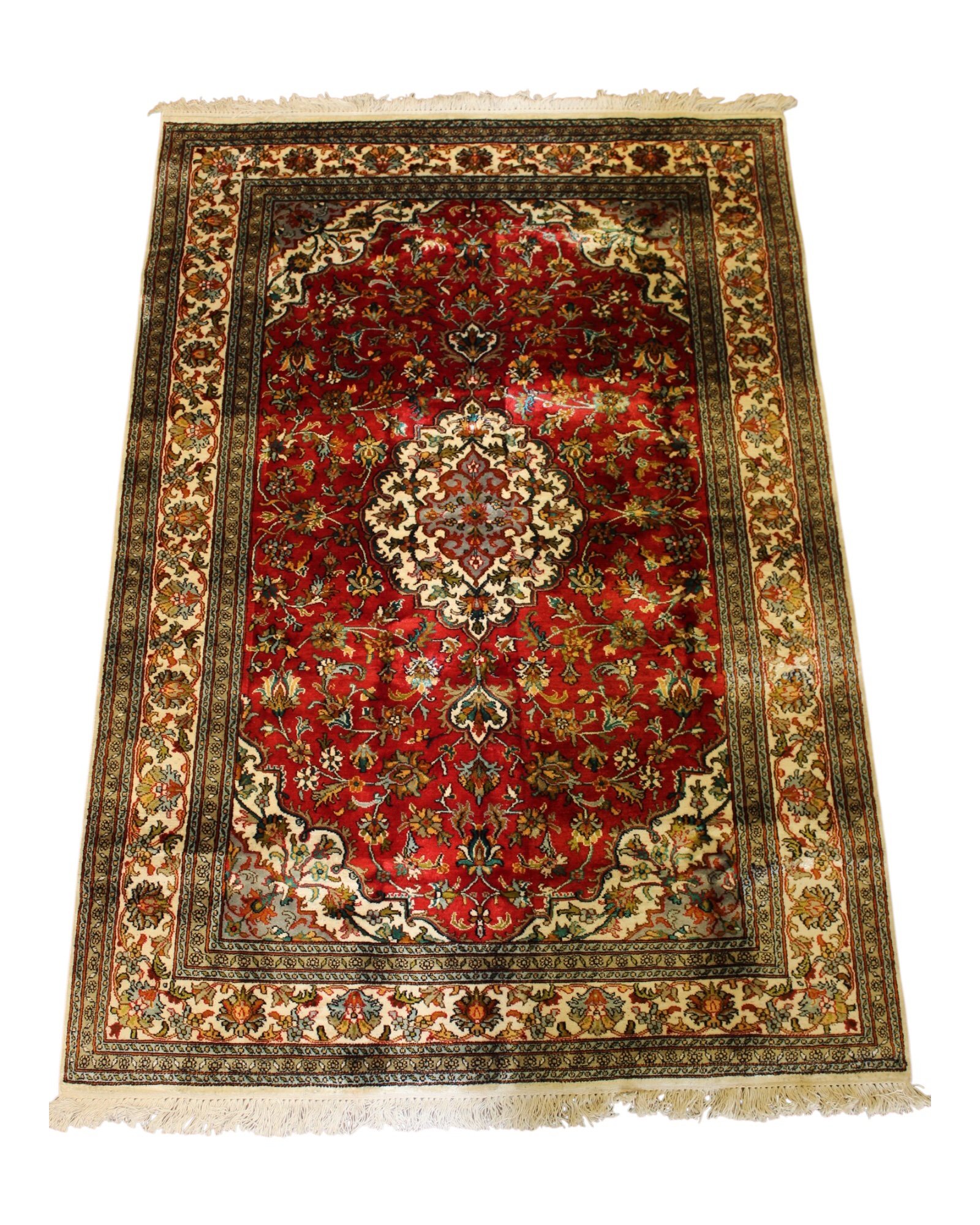 “The Crimson Herati: A Kashmiri Ode to Persian Grace”