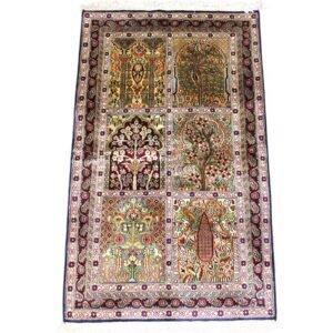 “Garden of Six Echoes” – Hand-Knotted Hamdan Rug (2.5ft x 4ft)