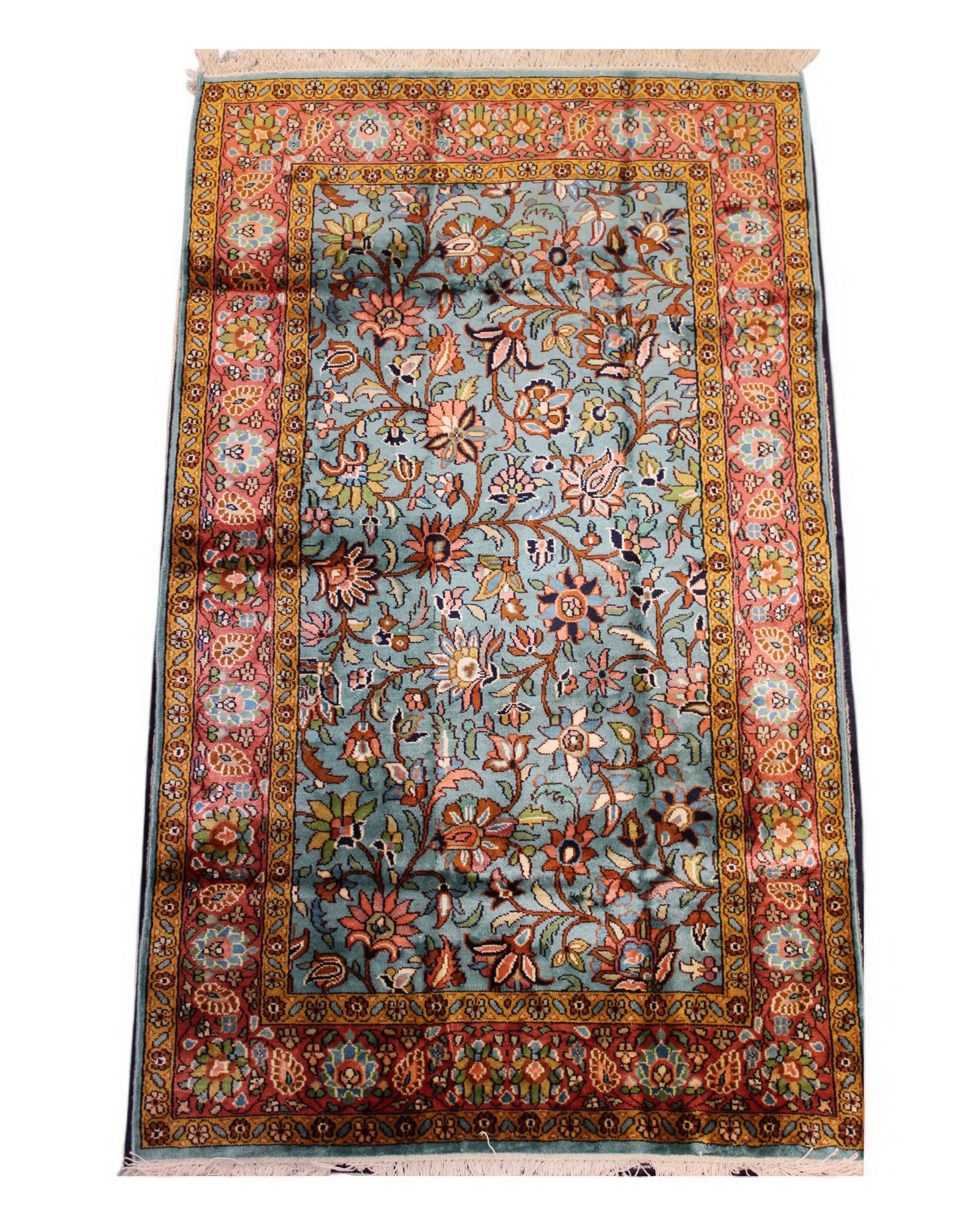 “Whispers of Wisteria” – Hand-Knotted Silk on Cotton Rug (2.5ft x 4ft)