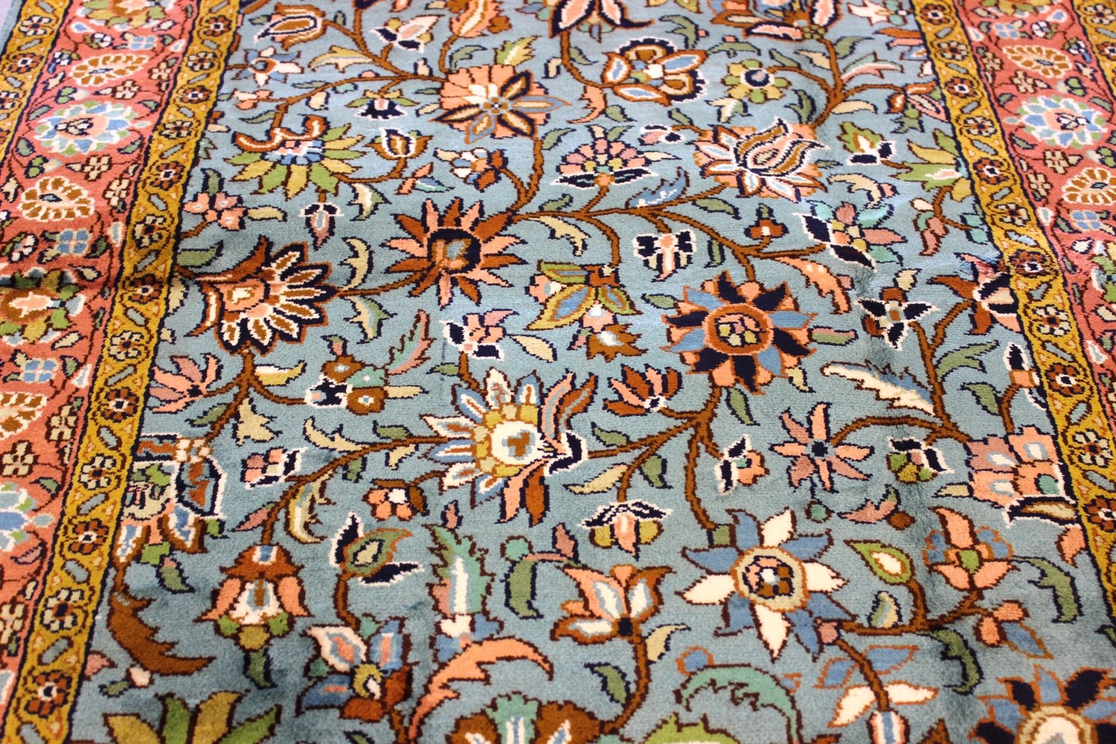 “Whispers of Wisteria” – Hand-Knotted Silk on Cotton Rug (2.5ft x 4ft) - Image 3