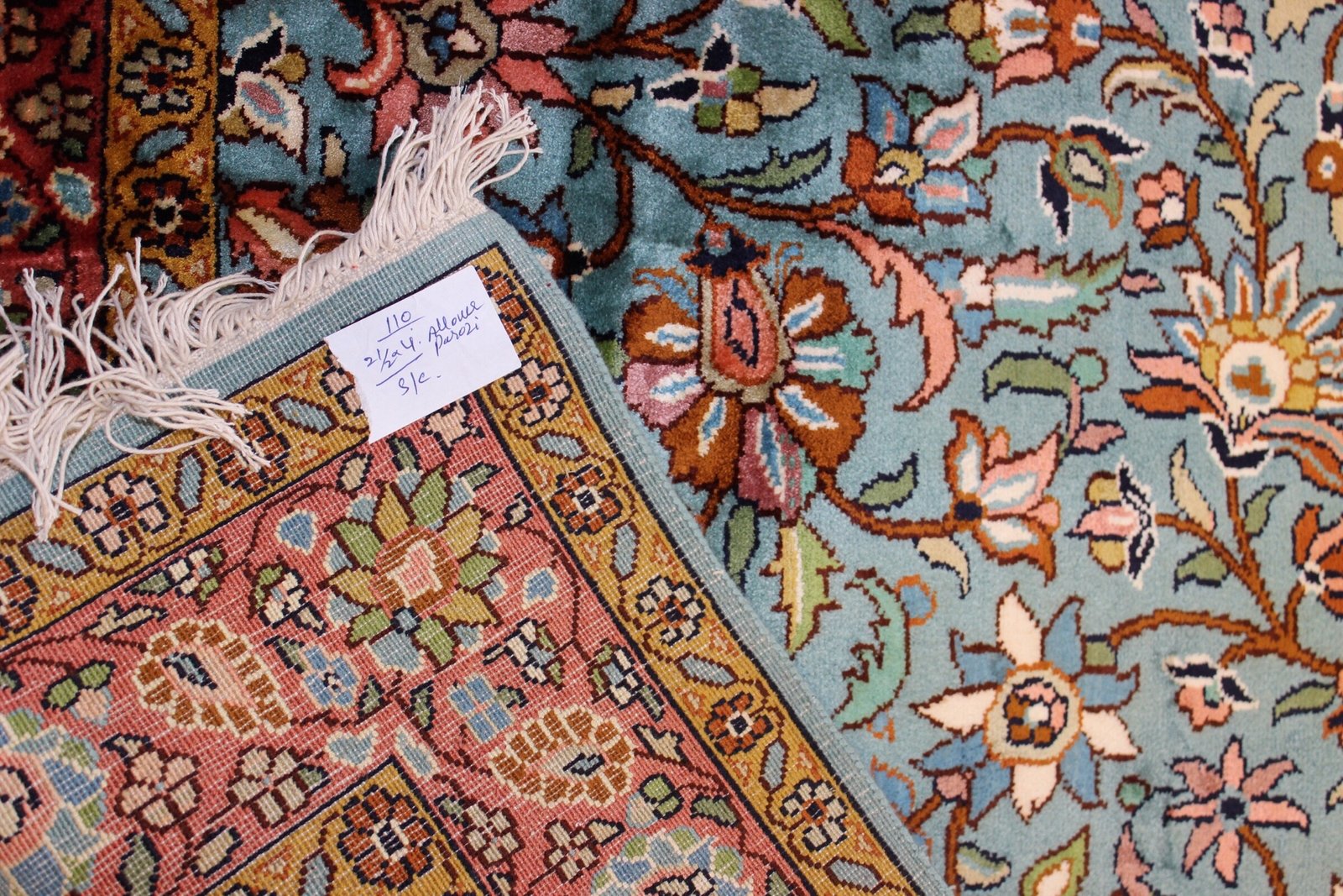 “Whispers of Wisteria” – Hand-Knotted Silk on Cotton Rug (2.5ft x 4ft) - Image 4