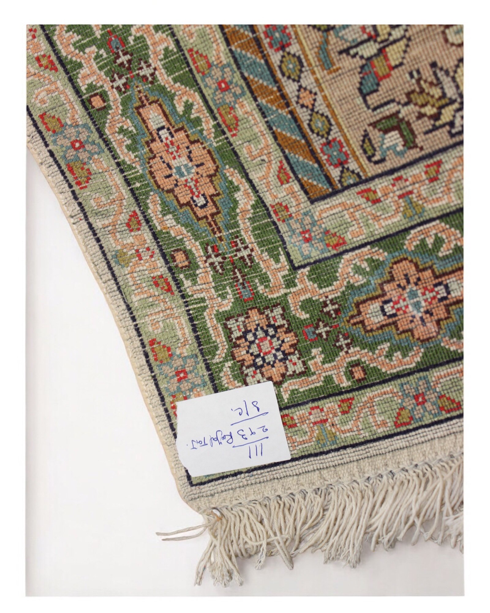 “Garden of Six Echoes – Kashmiri Silk Panel Rug” - Image 5
