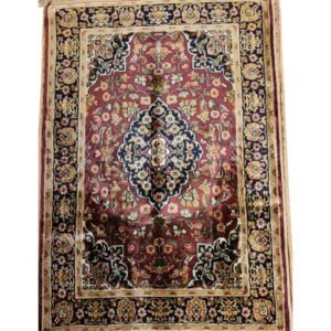 “Midnight Medallion: Kashmiri Silk Garden in Bloom”