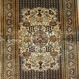 “Song of the Loom” – Kashmiri Silk Rug, Joshagan Motif