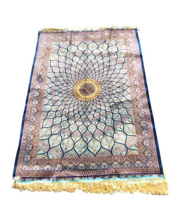 Celestial Bloom – Semi-Handmade Persian Silk Rug (6ft x 4ft / 183cm x 122cm) - Image 3