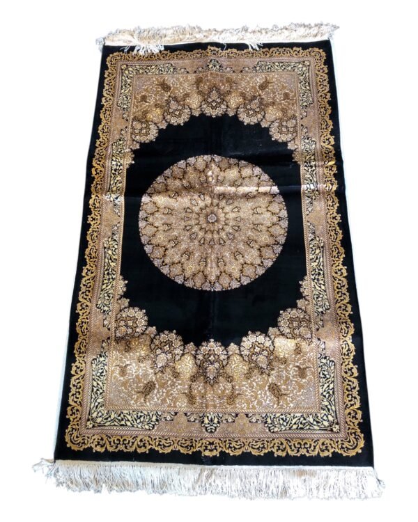 Midnight Majesty – Semi-Handmade Persian Silk Rug (5ft x 3ft / 152cm x 91cm) - Image 3