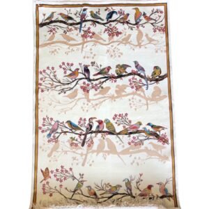 Songbirds in Bloom – Persian Silk Rug (2ft x 3ft / 61cm x 91cm)