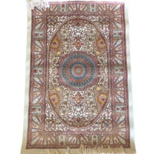 Radiance of Tabriz – Semi-Handmade Persian Silk Rug (2ft x 3ft / 61cm x 91cm)