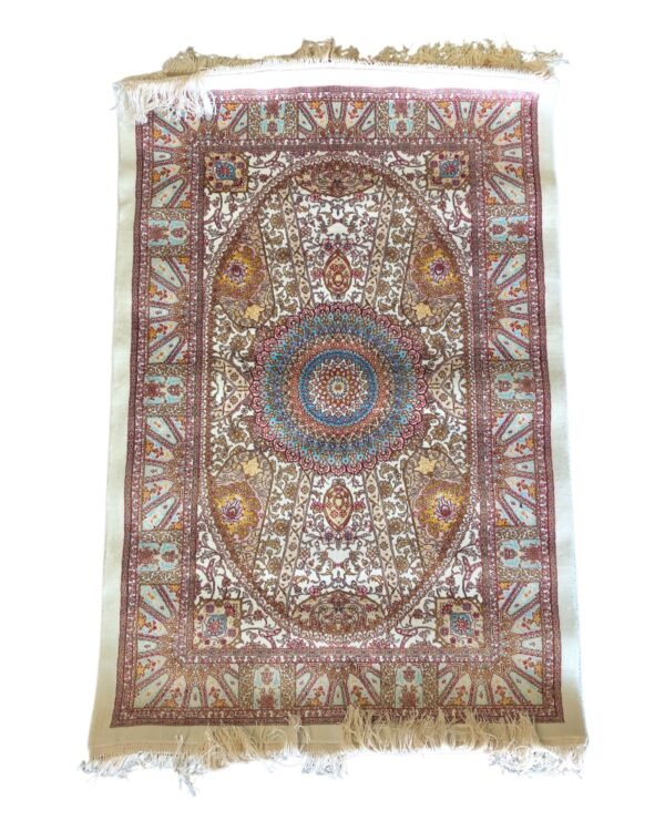 Radiance of Tabriz – Semi-Handmade Persian Silk Rug (2ft x 3ft / 61cm x 91cm)