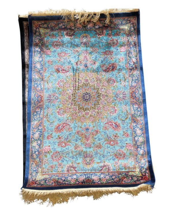 Whispers of Spring – Persian Silk Rug (2ft x 3ft / 61cm x 91cm) - Image 3
