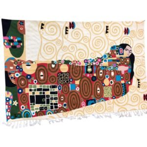 “Golden Embrace: Klimt Reverie” — Hand Embroidered Chain Stitch Wall Hanging / Rug (6ft x 4ft)