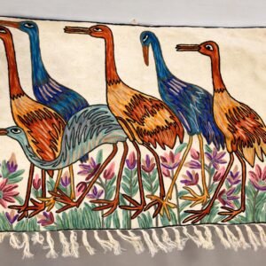 “The Garden Strut” – Hand Embroidered Chain Stitch Wall Hanging / Rug (3ft x 2ft)