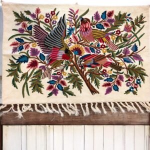 “Whispers in the Canopy” – Hand Embroidered Chain Stitch Wall Hanging / Rug