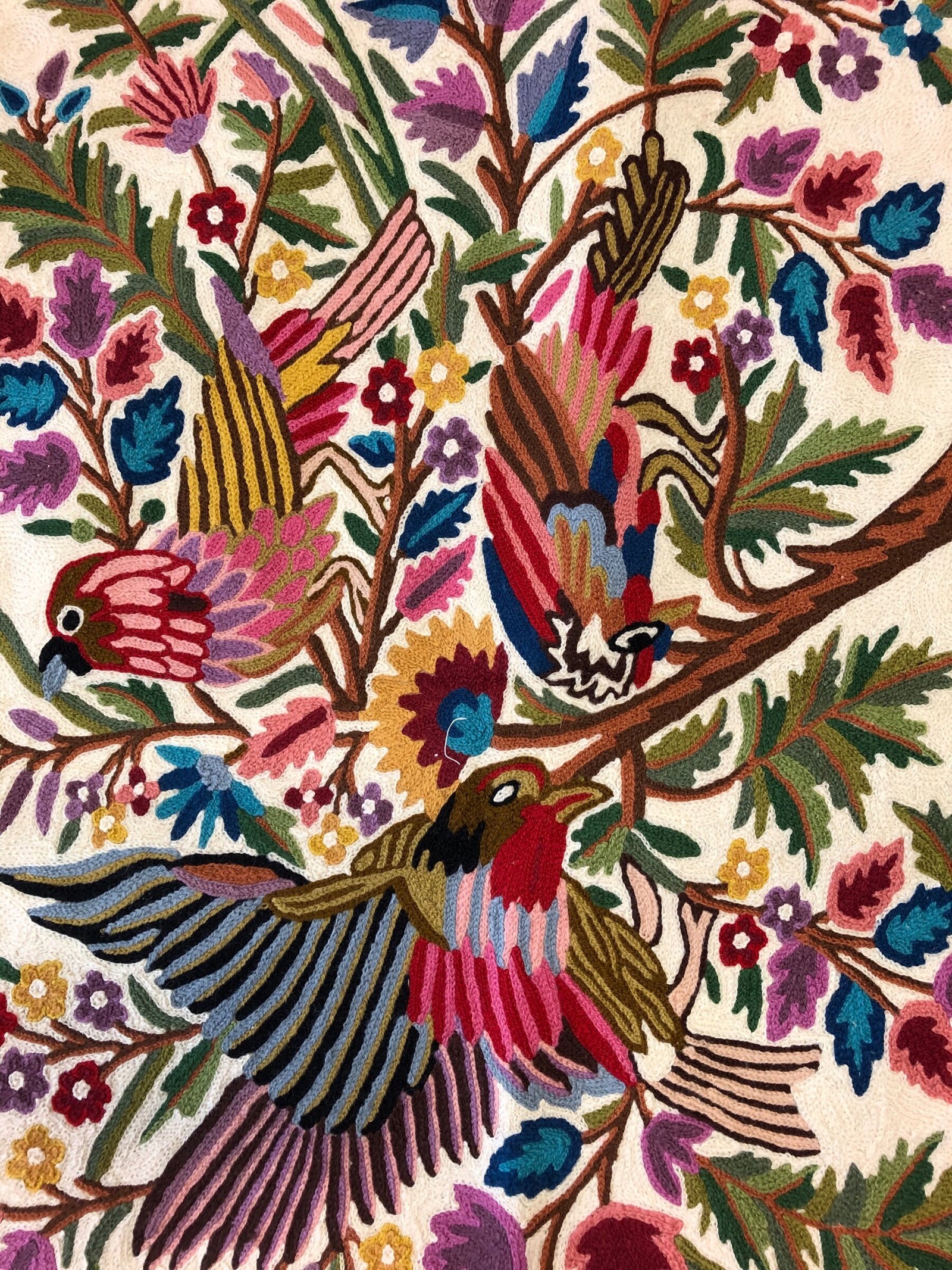 “Whispers in the Canopy” – Hand Embroidered Chain Stitch Wall Hanging / Rug - Image 2