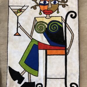 “Spirals & Spirits (Inspired by Picasso)” Chain Stitch Wall Hanging / Rug – 3ft x 2ft