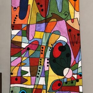 “Improvisation in Thread” — inspired by Wassily Kandinsky Chain Stitch Wall Hanging / Rug – 6ft x 4ft