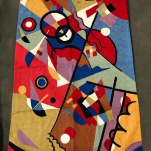 “Fragmented Harmony: Chain Stitch Wall Hanging / Rug – 6ft x 4ft. Inspired by Kandinsky’s Composition VIII”