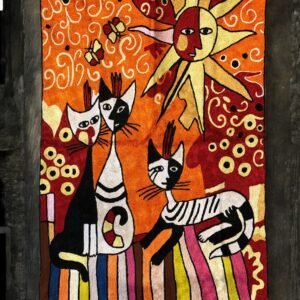 Whimsy in Thread – Hand Embroidered Chain Stitch Wall Hanging / Rug (3ft x 2ft)