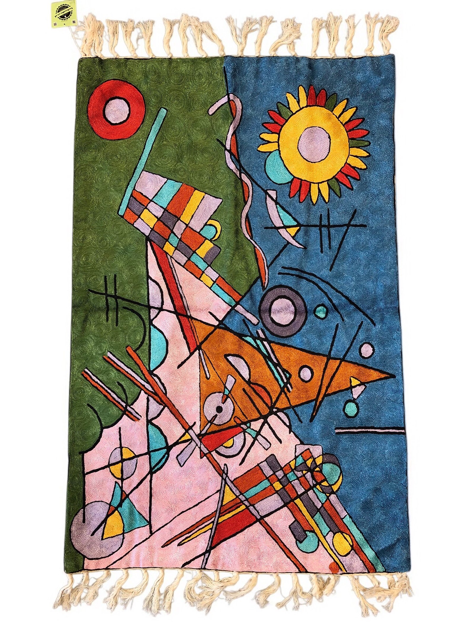 Abstract Radiance Chain Stitch Wall Hanging / Rug – 3ft x 2ft