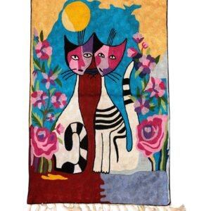 “Sunlit Companions” – Hand Embroidered Chain Stitch Wall Hanging / Rug