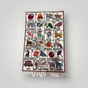 “Alphabet Orchard” – Hand Embroidered Chain Stitch Wall Hanging / Rug