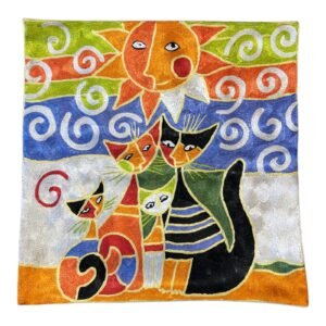 “Sun-Kissed Quartet” – Rosina-Inspired Handmade Cushion Cover (18x18”)