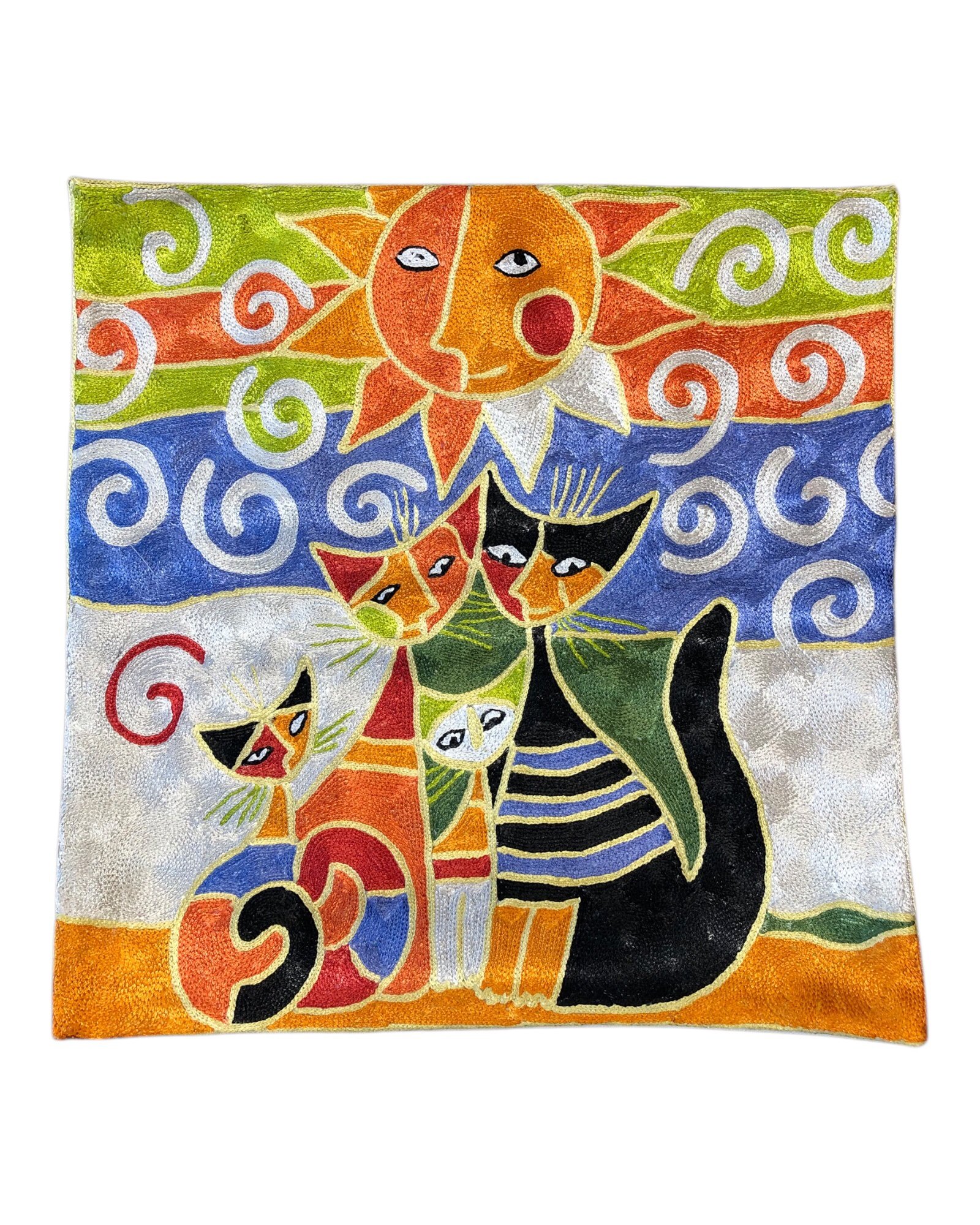 “Sun-Kissed Quartet” – Rosina-Inspired Handmade Cushion Cover (18x18”)