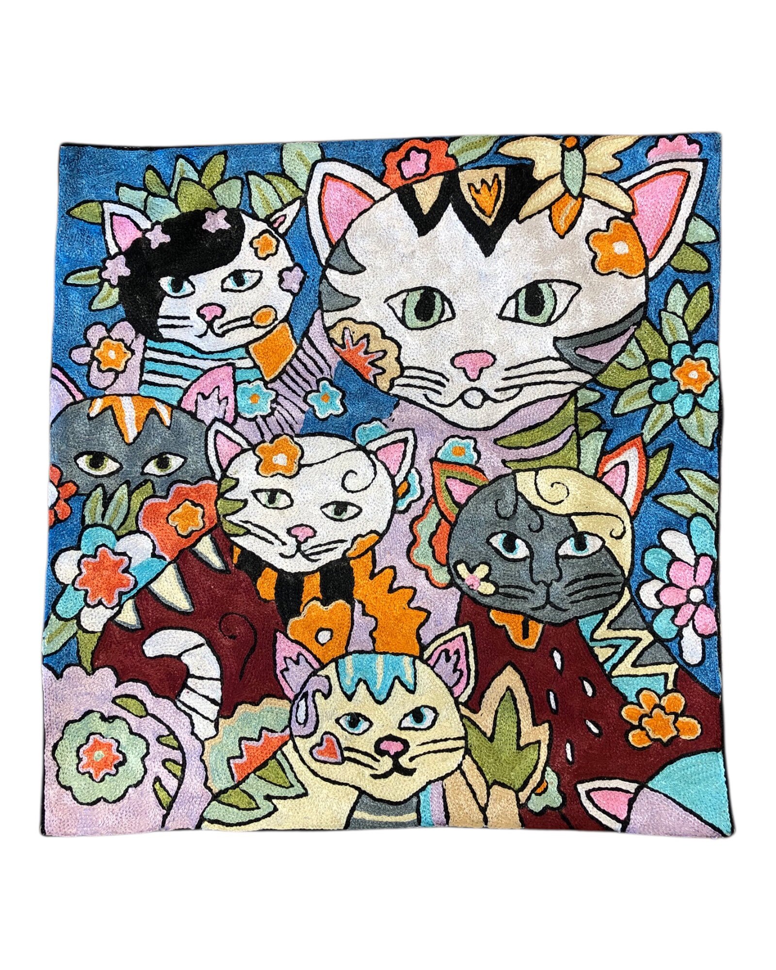 Mystic Whiskers” – Laurel Burch-Inspired Handmade Cushion Cover