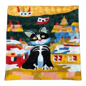 “Whiskers & Rooftops” – Rosina Wachtmeister-Inspired Handmade Cushion Cover