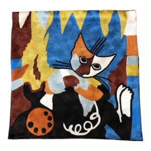 “Split Whiskers” – Britto & Miró-Inspired Handmade Cushion Cover