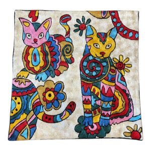 “Whimsy in Bloom” – Laurel Burch-Inspired Handmade Cushion Cover