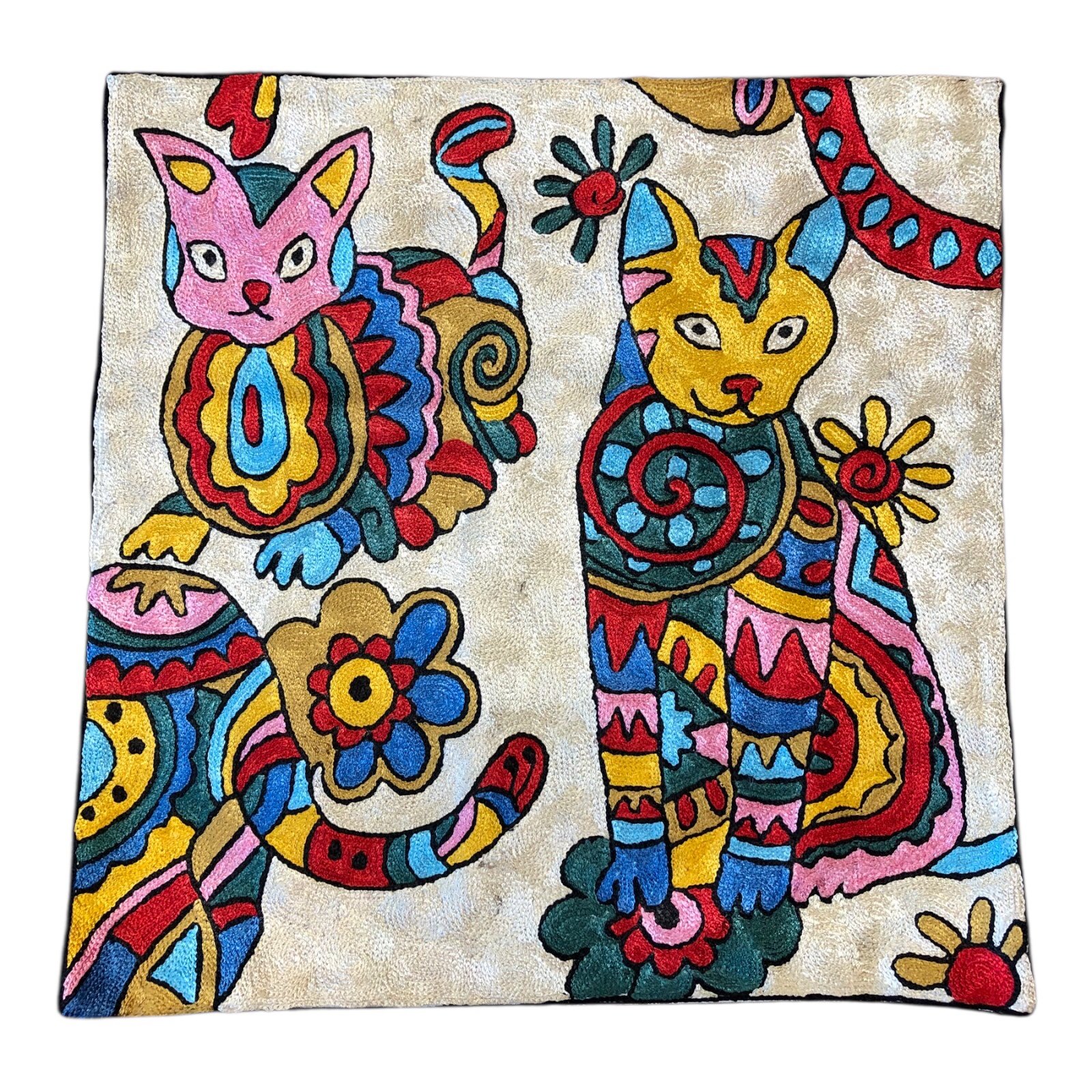 “Whimsy in Bloom” – Laurel Burch-Inspired Handmade Cushion Cover