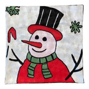 “Candy Cane Frost” – Handmade Holiday Cushion Cover from Kashmir