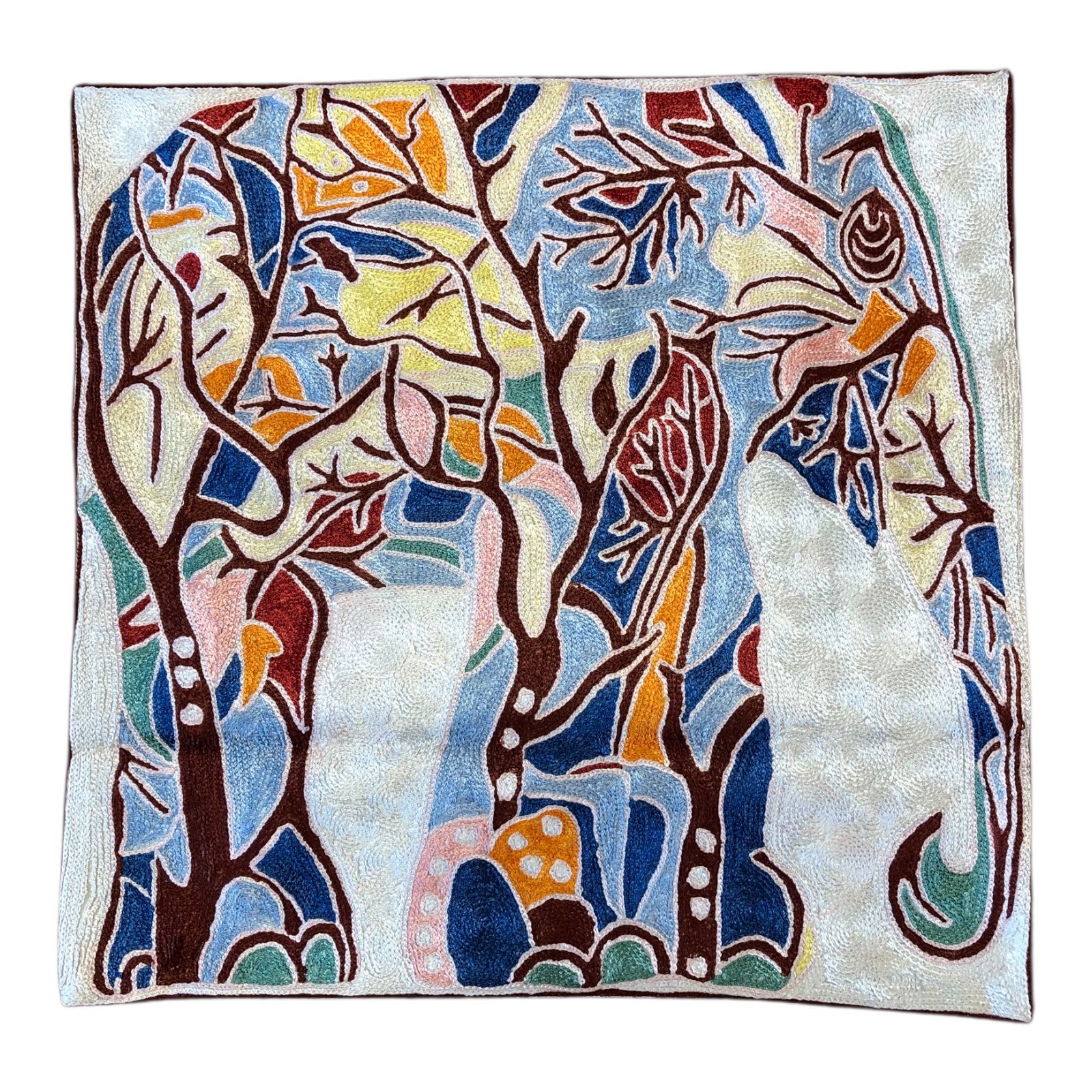 “Elephant Grove” – Nature-Inspired Handmade Cushion Cover from Kashmir