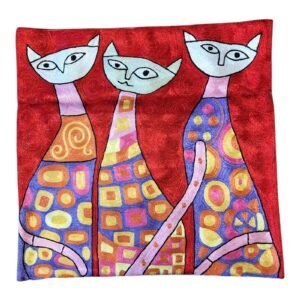“Crimson Companions” – Rosina Wachtmeister-Inspired Handmade Cushion Cover