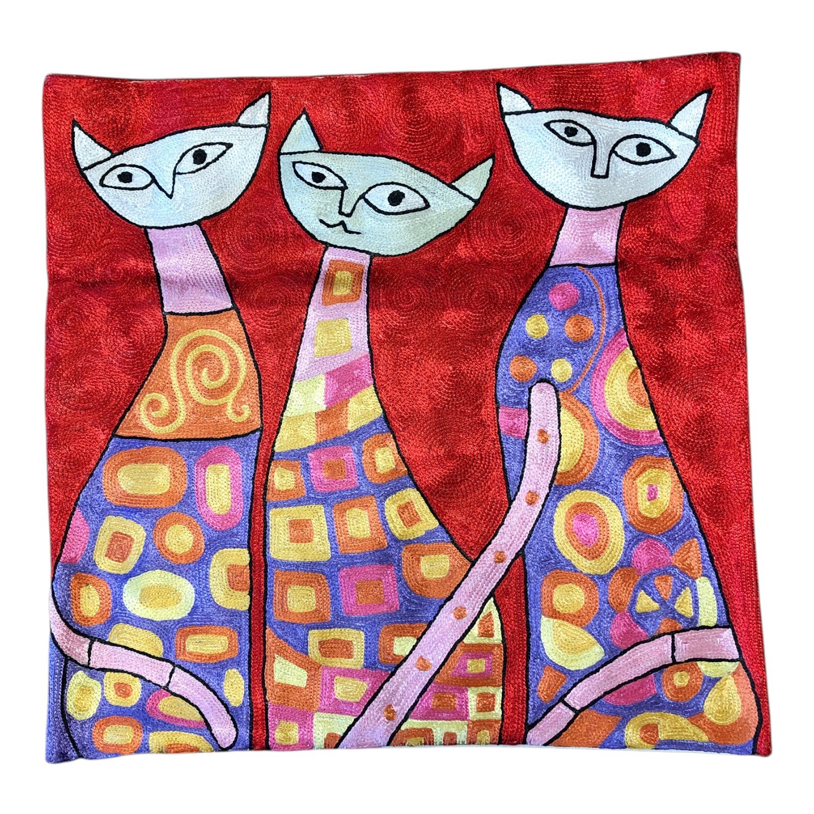 “Crimson Companions” – Rosina Wachtmeister-Inspired Handmade Cushion Cover