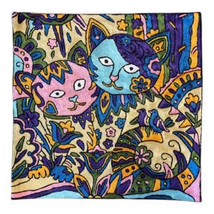 “Klimt’s Feline Reverie” – Handmade Cushion Cover