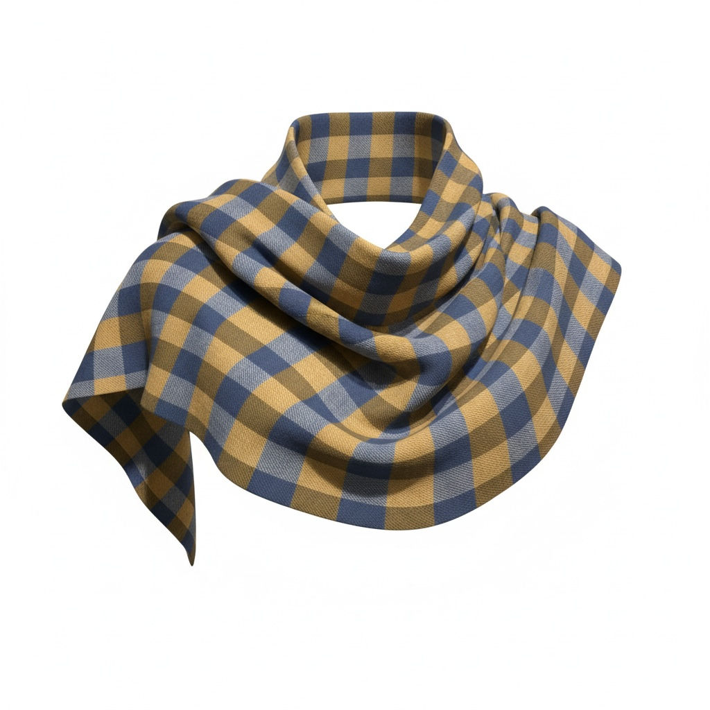 Mustard & Midnight Check – Pure Hand‑Spun Kashmiri Pashmina Shawl