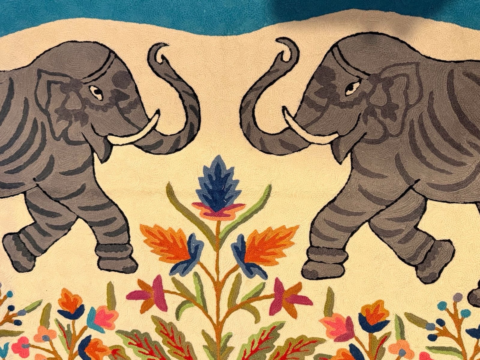 Royal Elephants in Bloom – Patola‑Inspired Handmade Wall Hanging - Image 4